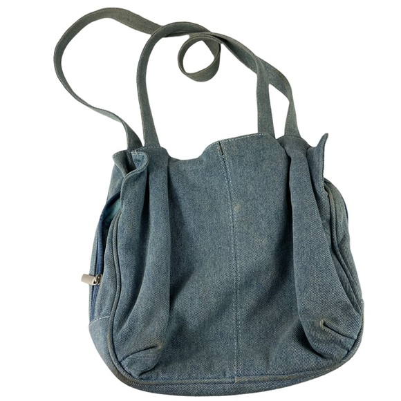 Vintage Cottagecore Mushroomcore Embroidered Denim Hummingbird Floral Handbag BL - Picture 7 of 15